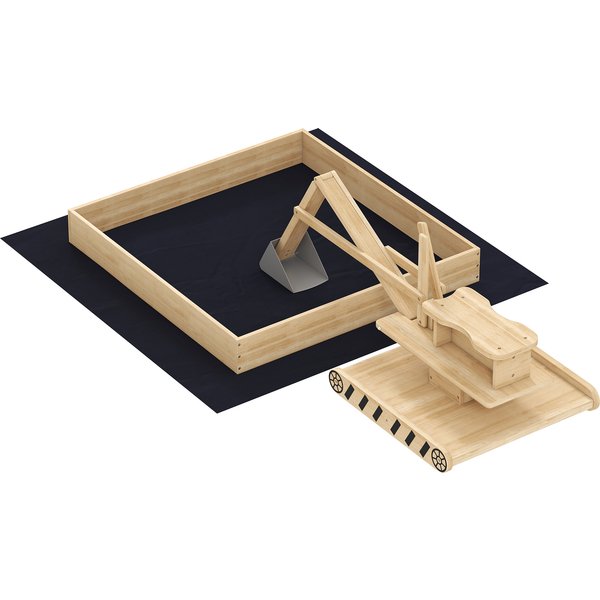 Aiyaplay Bac à Sable Pour Enfants En Bois Avec Pelleteuse Bac à Sable Pour Enfants Avec SièGe Pivotant 360° Et Doublure 184X90X56 Cm Naturel-image