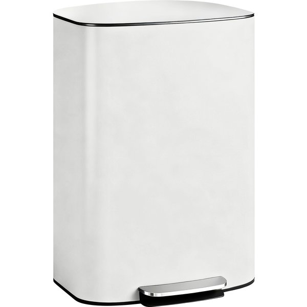 HOMCOM 50L Kitchen Bin with Soft-Close Lid and Stay-Open Function, Stainless Steel Pedal Bin with Removable Inner Bucket, Carry Handle for Kitchen, Office, Home, Cream