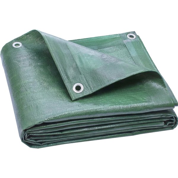Outsunny Outdoor Waterproof Tarp 4x6 m PE Canopy 90 g/m² UV Protection with Reinforced Eyelets for Firewood Garden Furniture Green | Aosom Ireland