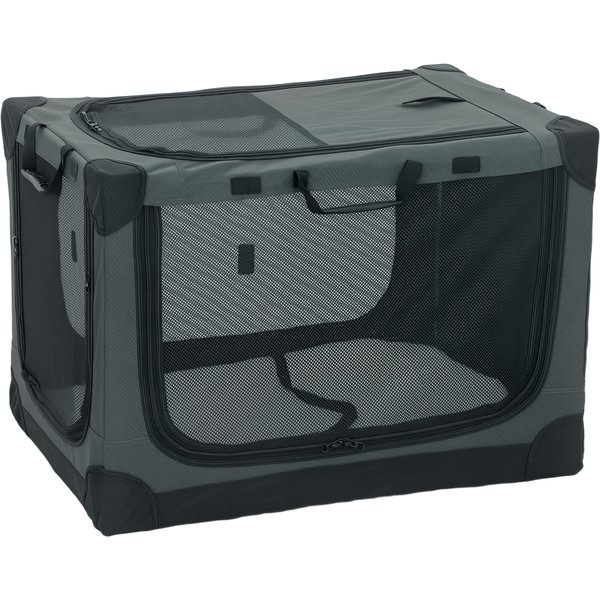 PawHut Soft Dog Crate Pet Travel Crate 76 x 54 x 54 cm with Removable Pad Mesh Window Army Green | Aosom Ireland