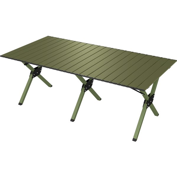 Outsunny Table De Camping Pliante 116 Cm, Table De Pique-Nique ImperméAble Avec Plateau Enroulable Et Structure MéTallique, Vert-image