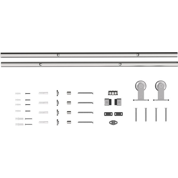 HOMCOM Sliding Door Hardware Kit Smooth Quiet 304 Stainless Steel for 182cm Track Sliver Tone | Aosom Ireland