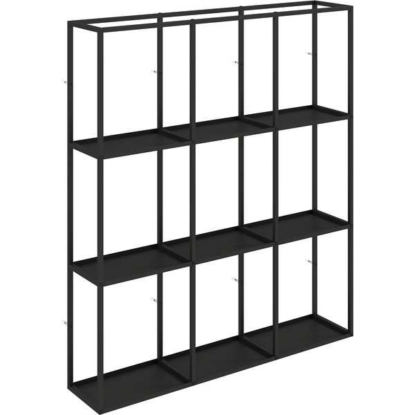 HOMCOM Industrial Wall Shelf 9 Compartments, Metal Modular Shelf for Collectibles, 87.5x18x100 cm Black | Aosom Ireland