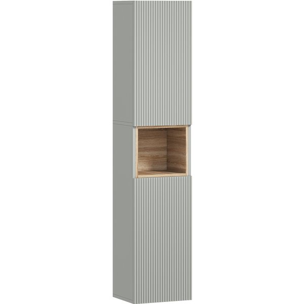 HOMCOM Badschrank-Säule, schmales Aufbewahrungsregal mit 2 Türen, offenem Fach und verstellbaren Regalböden, für WC, kleine Räume, 30 x 24 x 140 cm, grün Aosom