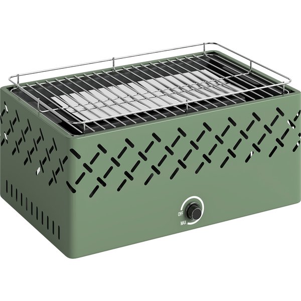 Outsunny Portable Charcoal BBQ Grill, Battery Powered Barbecue Grill with Built-in Fan for Camping Picnic, Light Green | Aosom Ireland