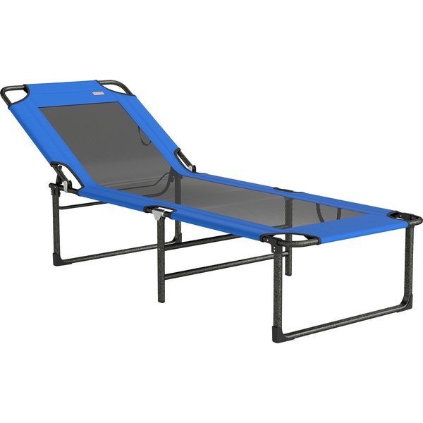 Outsunny Klapp-Sonnenliege, Gartenliege für draußen mit 4-fach verstellbarer Rückenlehne, Tragegriffe und Textilene-Rückenlehne, Traglast 120 kg, für Terrasse, Pool, Strand, 175x58x68 cm, Azul Aosom