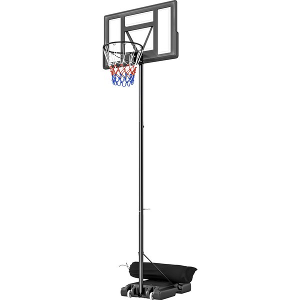 Sportnow Panier De Basket ExtéRieur 135-305Cm RéGlage Rapide En Hauteur Support De Basket Avec Panneau Incassable 110X70Cm 2 Roues-image