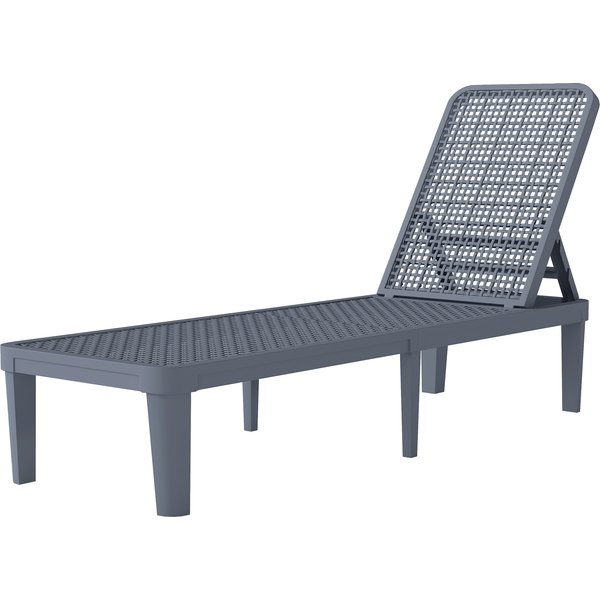 Outsunny Transat Inclinable De Jardin ExtéRieur Avec Dossier RéGlable En 4 Positions Et Structure En Pp 191X55X35,5 Cm Gris Foncé-image