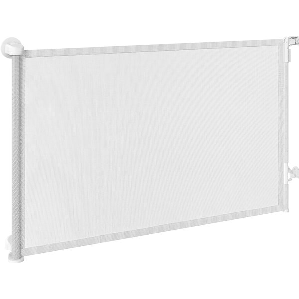 Pawhut BarrièRe Pour Escaliers Portillon RéTractable 0-140 Cm Avec Ouverture D'une Main Pour Animaux Pour Escaliers Et Portes Blanc-image
