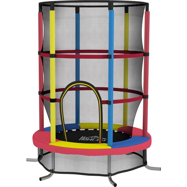 Homcom Trampoline Pour Enfants Ø160 Cm Trampoline Pour 3-6 Ans Avec Filet De SéCurité Pieds En Forme De L Multicolore-image