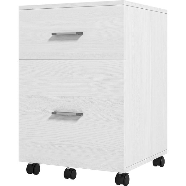 Homcom Caisson De Bureau 2 Tiroirs Roulettes Meuble Classeur Mobile Pour Dossiers A4 Ou Format Lettre 39,5X39X58,5 Cm Blanc-image