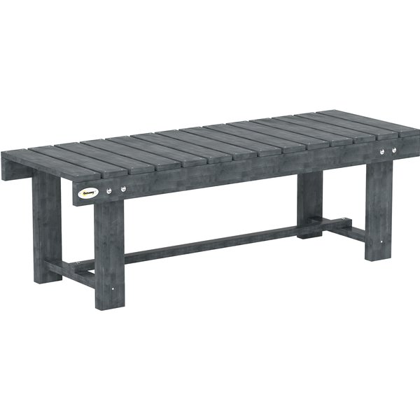 Outsunny Banc De Jardin 2 Places ImperméAble En Bois D'éPicéA, 110X38X35 Cm, Gris-image