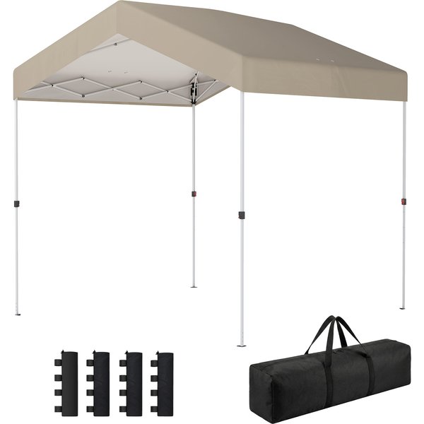 Outsunny Tente Pliante 2,4X2,4 M Pop-Up UPF50+ Verrouillage Central Hauteur RéGlable Sac De Transport Sacs De Sable Beige-image