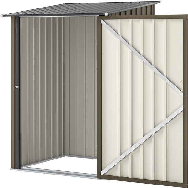 Outsunny Abri De Jardin Abri De Rangement En Acier Galvanisé Avec Porte, 100X104X160 Cm, Marron Et Gris Foncé-image