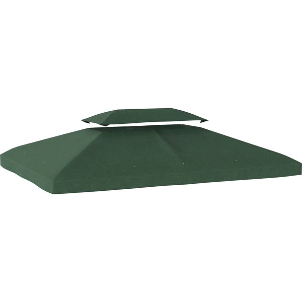 Outsunny Ersatzdach für Pavillon, 4x3 m, Ersatzabdeckung mit Doppelstockdach, 10 Ablauföffnungen und UV-Schutz, NUR Ersatzdach für Pavillon/Gazebo, Grün Aosom