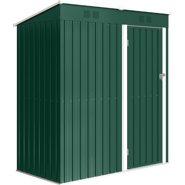 Outsunny Gartenschuppen 1,37 m², 163x90x179 cm, Metall-Geräteschuppen mit abschließbarer Tür und Lüftungsschlitzen, zur Aufbewahrung von Werkzeugen, Grün Aosom