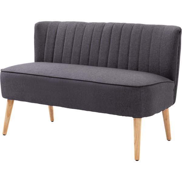 Homcom Canapé 2 Places, Rembourrage Moelleux, RevêTement Facile D'entretien, Jusqu'à 220 Kg, 117 X 56,5 X 77 Cm, Gris Foncé-image