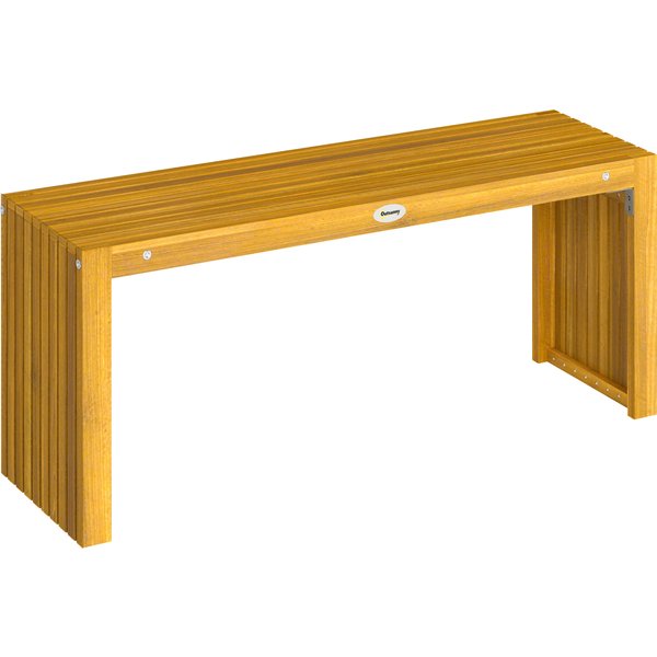 Outsunny Gartenbank aus Holz, 110 cm, rustikale 2‑Sitzer Außenbank mit Latten-Sitzfläche, Tragfähigkeit 240 kg, für Terrasse, Veranda, Park, Balkon, Natur Aosom