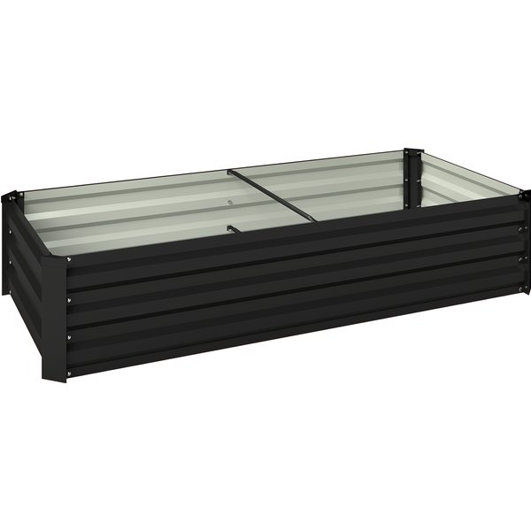 Outsunny Rechteckiger Garten-Pflanzkasten aus Stahl mit Sicherheitsrand und offenem Boden, Maße 150L x 70l x 30H cm, dunkelgrau Aosom