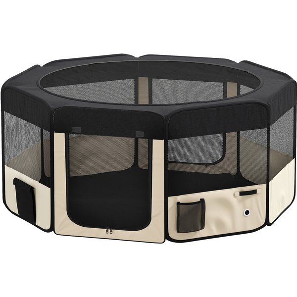 PawHut Parc Pliable Pour Chiens Et Chats, Enclos Portable Pour Petits Animaux, ImperméAble En Tissu Oxford Ø90X41 Cm Noir-image