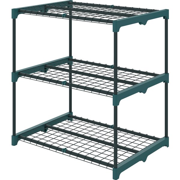 Outsunny Support Plantes 3 Niveaux, 72 Cm De Hauteur, Support à Fleurs IntéRieur/ExtéRieur, éTagèRe à Plantes En Acier, Vert Foncé-image