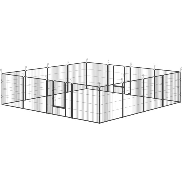 PawHut Parc Pour Chiots, 16 PièCes Parc Pliable Avec Porte Pour Chiens Petits, Moyens, 3,2 X 3,2 X 0,8 M, Gris-image