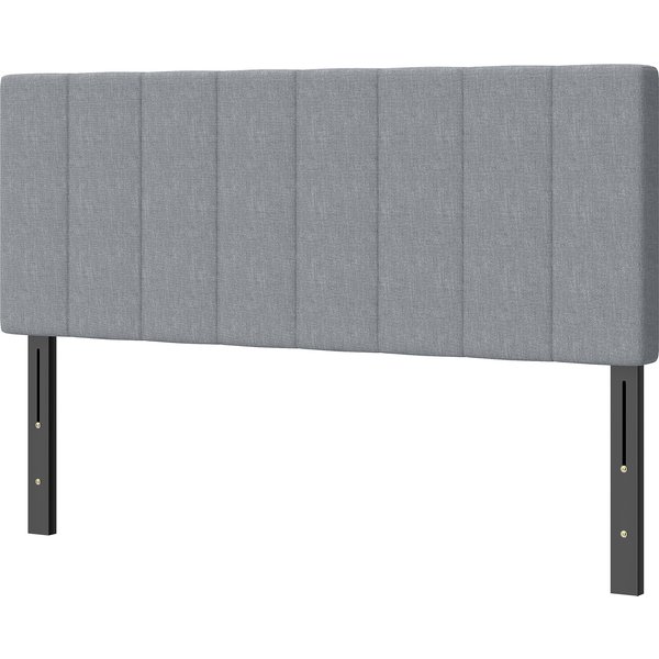 Homcom TêTe De Lit 3-Fois RéGlable Hauteur TêTe De Lit Avec Pieds En MéTal Aspect Lin Pour Chambre 160X10X106/116/126 Cm Gris-image