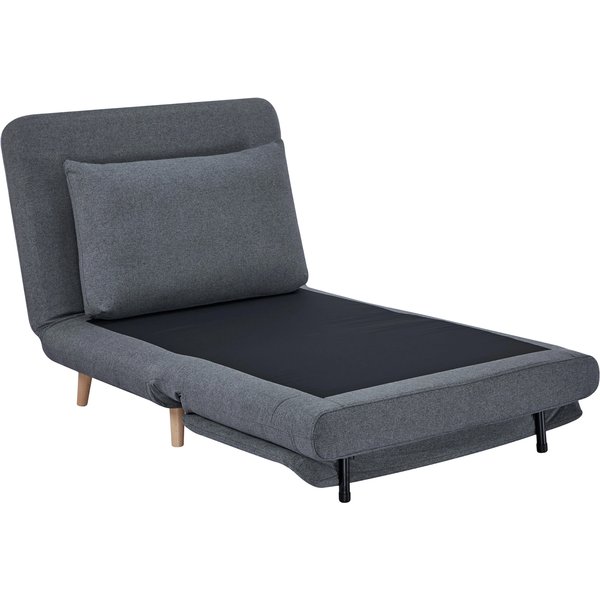Homcom Fauteuil-Lit 3-En-1 Avec Fonction Lit, Fauteuil Relax, Dossier RéGlable, Pieds En HêTre, Coussin, Gris-image