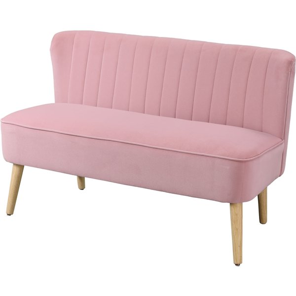 Homcom Canapé 2 Places Canapé En Tissu Canapé Rembourré Canapé Lounge Large Rose-image