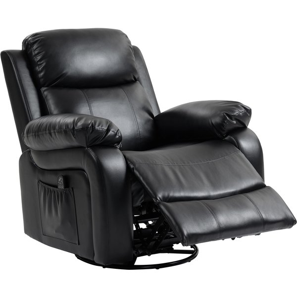 Homcom Fauteuil De Massage Avec 8 TêTes Vibrantes, Fauteuil Relax, Dossier RéGlable + Repose-Pieds, Noir-image