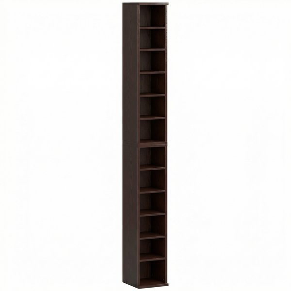 HOMCOM 2er-Set Säulenregale CD-/DVD-Aufbewahrung 6 + 6 Fächer 21 x 22,5 x 88,5 cm Kapazität max. 204 CD Braun Aosom
