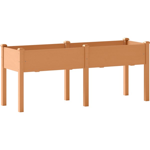 Outsunny Erhöhtes Hochbeet aus Holz, Pflanztisch mit Beinen, 6 Ablauflöcher, für Anbau von Pflanzen, Blumen und Gemüse, 184x59x76,5 cm, Braun Aosom