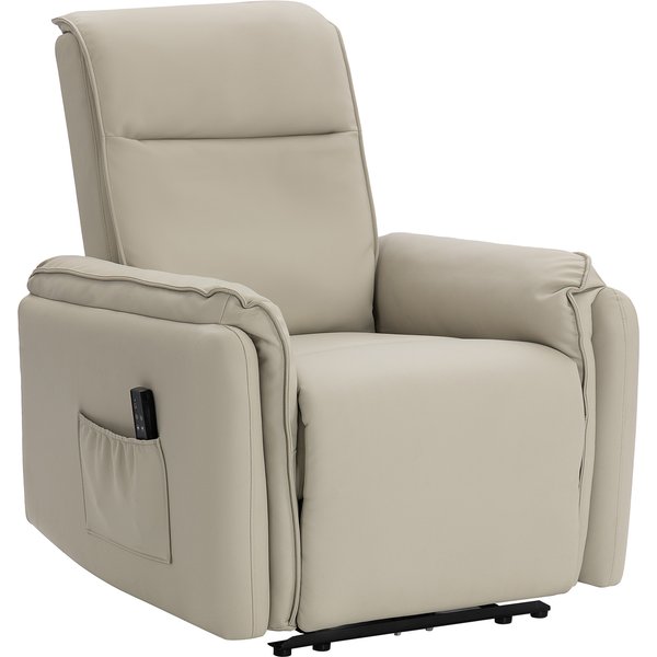 Homcom Fauteuil De Massage éLectrique, RevêTement En Simili Cuir, Repose-Pieds, Poche LatéRale, Beige-image