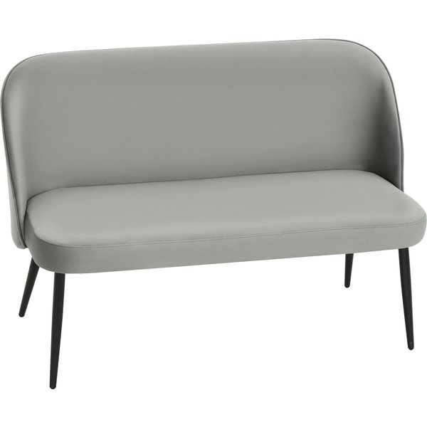 Homcom Canapé 2 Places, Canapé Rembourré Moderne Avec Cadre En MéTal Et En Bois, RevêTement Tissu Aspect Velours, Gris-image