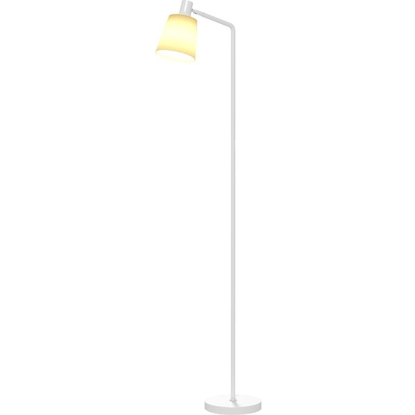 Homcom Lampe Sur Pied Led Dimmable Avec 3 TempéRatures De Couleur 3000K-6500K, Abat-Jour Pivotant, Ampoule E27, Blanc-image
