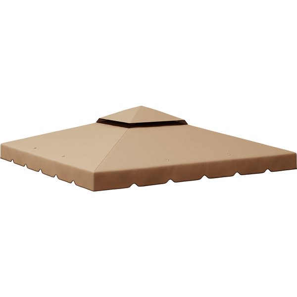Outsunny Ersatzdach für Pavillon 3x3 m, 2-lagig, Garten, Pavillon-Plane 3x3 wasserabweisendes Polyester 170 g/m² mit 8 Ablauflöchern, Nur Abdeckung, Kaki Aosom