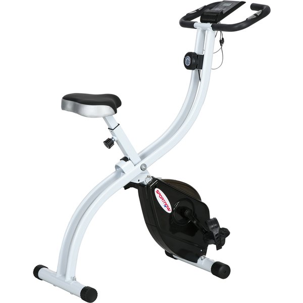 SPORTNOW Klappbarer magnetischer Heimtrainer mit 8 Widerstandsstufen und LCD-Monitor, verstellbarer Sitz, Tablet-Halter, Rollen, Pulssensor, aus Stahl, Schwarz Aosom