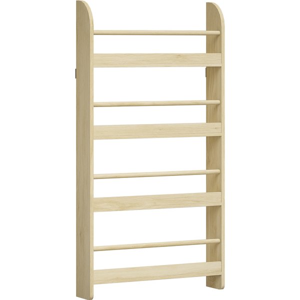 HOMCOM Wand-Bücherregal mit 4 Ablagen Kinderregal für Zuhause Büro Tragkraft 30 kg 59x12x113 cm Natur Aosom