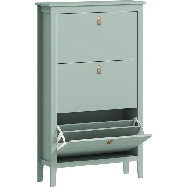 HOMCOM Schuhschrank für 21 Paar, schmaler Schuhschrank mit 3 klappbaren Schubladen, verstellbare und abnehmbare Fächer, moderner Stil, für Flur und Eingangsbereich, 80 x 24 x 131 cm, grün Aosom