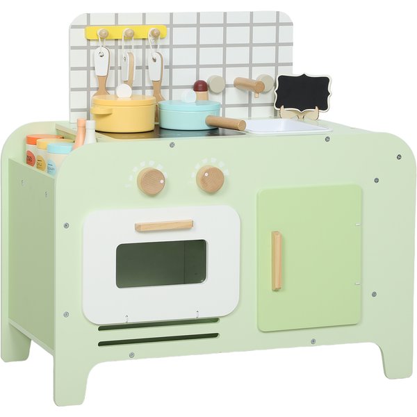 Aiyaplay Set De Cuisine Pour Enfants, Mdf, 15 Accessoires, Placards, 40 Cm, DèS 3 Ans, Vert-image