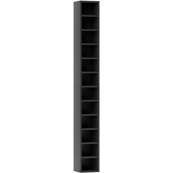 HOMCOM CD- und DVD-Aufbewahrung, Säulenregal mit 12 Fächern, bis zu 204 CD, 21 x 20 x 175 cm, schwarz Aosom