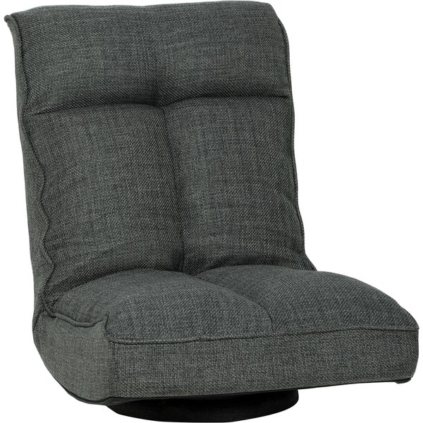 HOMCOM Klappbarer 360°-drehbarer Bodensessel, gepolsterter Bodensitz mit 5-fach verstellbarer Rückenlehne und breiter Sitzfläche, Loungesofa aus Leinen für Wohnzimmer, Büro, Schlafzimmer, 58x107x79cm, grau Aosom