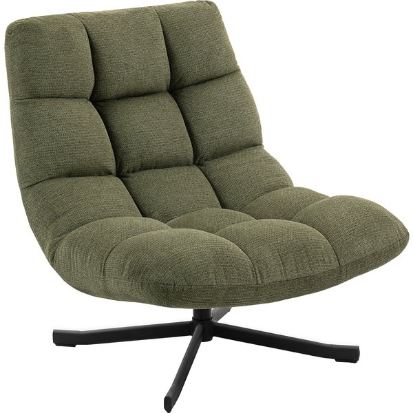 Homcom Fauteuil Pivotant Lounge à Large Assise, Aspect Chenille DéPerlant, Pieds En Acier CroiséS, Vert-image