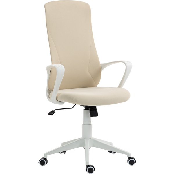 Vinsetto Drehbarer Bürostuhl Schreibtischstuhl für Jugendliche höhenverstellbar Kippfunktion Armlehnen Hohe Rückenlehne 62x56x110-119,5 cm Beige Aosom