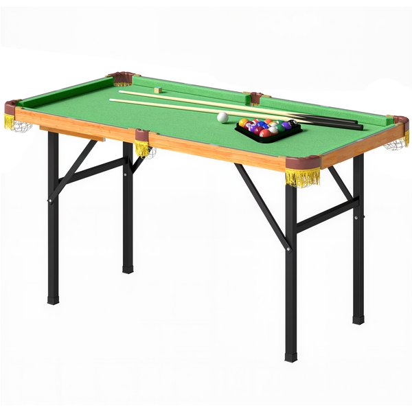Sportnow Table De Billard Pliable, Mini Table De Billard, 2 Queues, 16 Boules, Triangle, Brosse, Vert-image