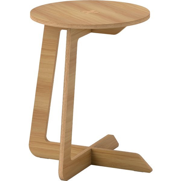 HOMCOM C‑förmiger Beistelltisch, runder Beistelltisch, schneller Aufbau, für kleine Räume, Wohnzimmer, Schlafzimmer, Natur Aosom