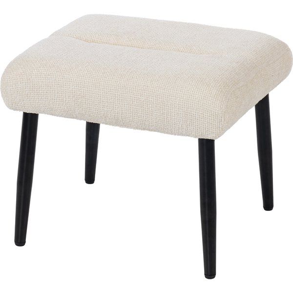 Homcom Tabouret Avec Coussin Moelleux, Pieds En Acier, Repose-Pieds En Tissu Chenille, 45 X 41 X 38 Cm, Blanc CrèMe-image