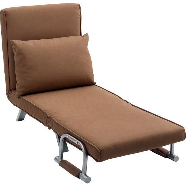 Homcom Fauteuil Lit Individuel 2 En 1 Fauteuil Convertible Avec Dossier RéGlable Et Coussin Pour Salon Chambre 65X69X80 Cm Marron-image