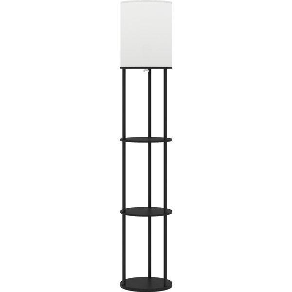 HOMCOM Stehlampe mit Ablagen, Lampe mit 3 Farbtemperaturen, Fernbedienung, für Wohnzimmer, Schlafzimmer, Büro, Schwarz Aosom