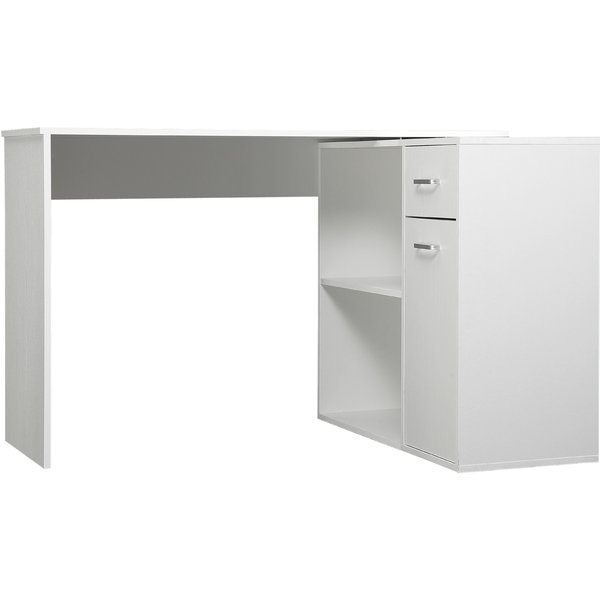 HOMCOM 180° drehbarer Eckschreibtisch, Computertisch mit Regal, Schublade, Schrank mit Tür und Arbeitsplatz, für Schlafzimmer, Zuhause, 117 x 82 x 74 cm, weiß Aosom